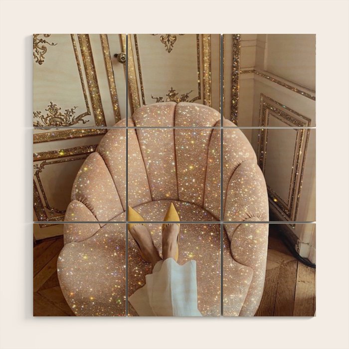THE WEEKEND | glitter collage artwork by Yana Potter aesthetic | charm| shoes | shiny Wood Wall Art Gallery Image 1