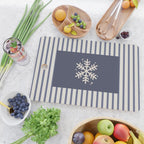 Snowflake Blue Striped Cutting Board Gallery Image 2