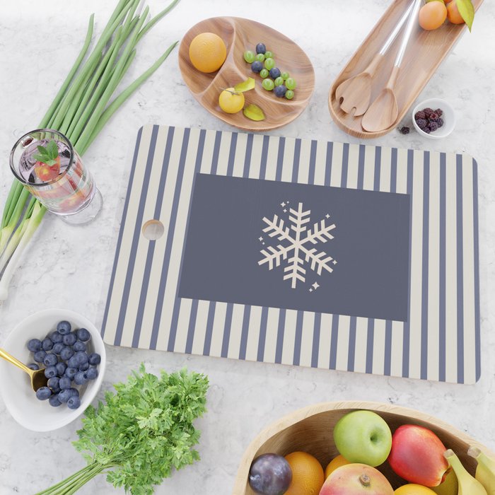Snowflake Blue Striped Cutting Board Gallery Image 2