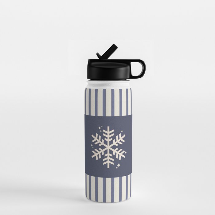 Snowflake Blue Striped Water Bottle Gallery Image 1