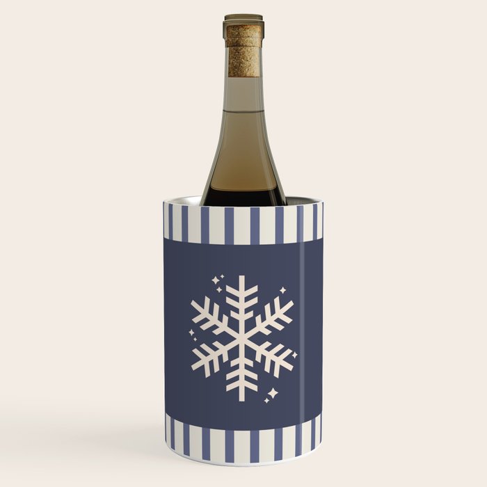Snowflake Blue Striped Wine Chiller Gallery Image 1