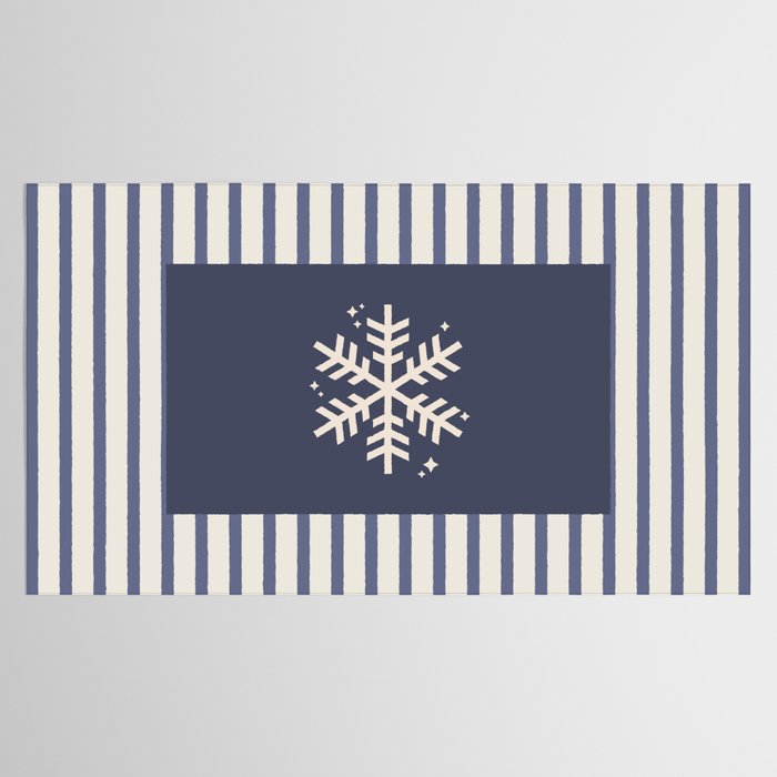 Snowflake Blue Striped Tablecloth Gallery Image 2