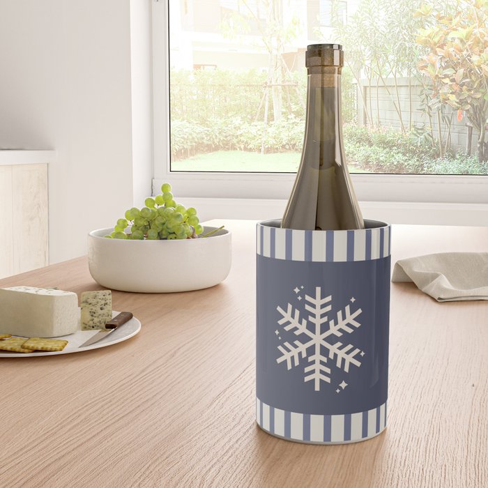 Snowflake Blue Striped Wine Chiller Gallery Image 4