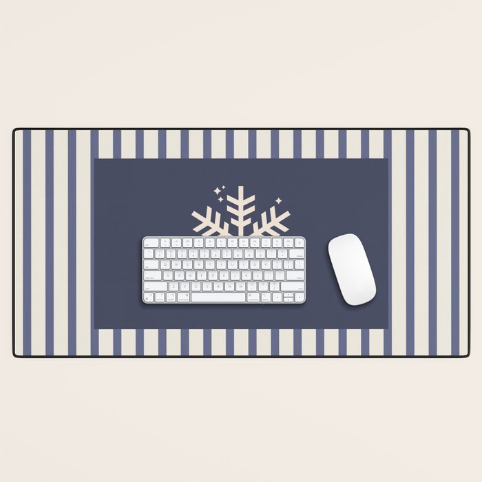 Snowflake Blue Striped Desk Mat Gallery Image 1