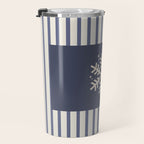 Snowflake Blue Striped Travel Mug Gallery Image 3