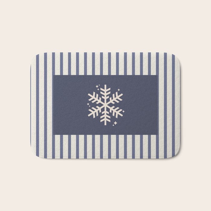 Snowflake Blue Striped Bath Mat Gallery Image 1