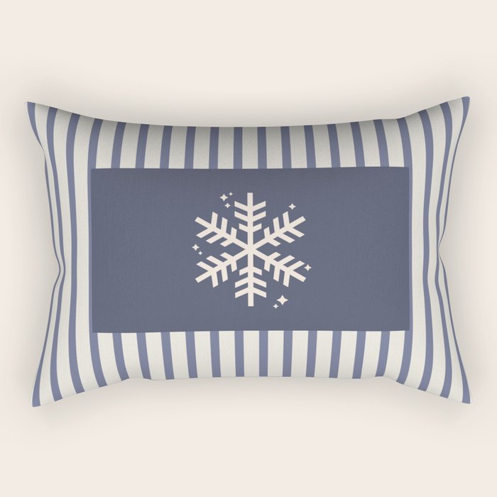 Snowflake Blue Striped Rectangular Pillow Gallery Image 1