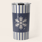 Snowflake Blue Striped Travel Mug Gallery Image 1