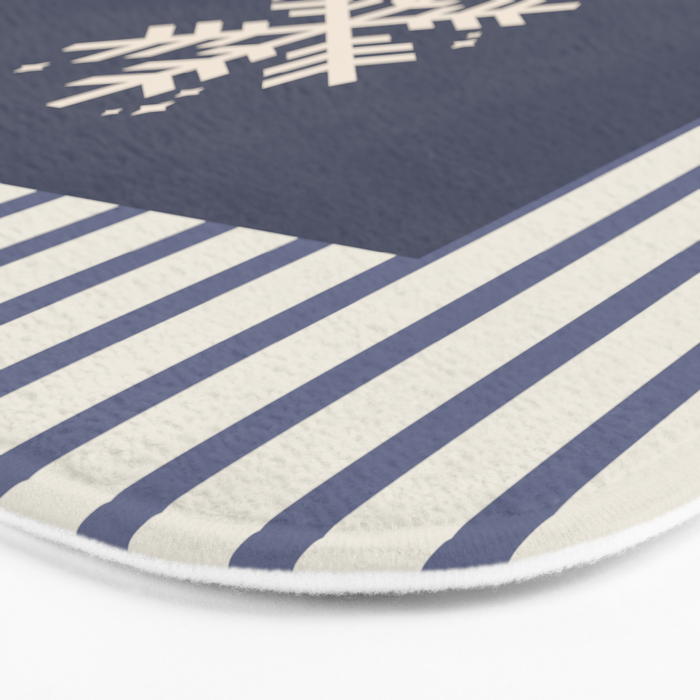 Snowflake Blue Striped Bath Mat Gallery Image 3