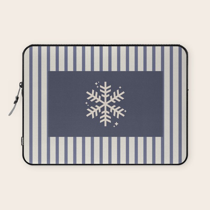 Snowflake Blue Striped Laptop Sleeve Gallery Image 1