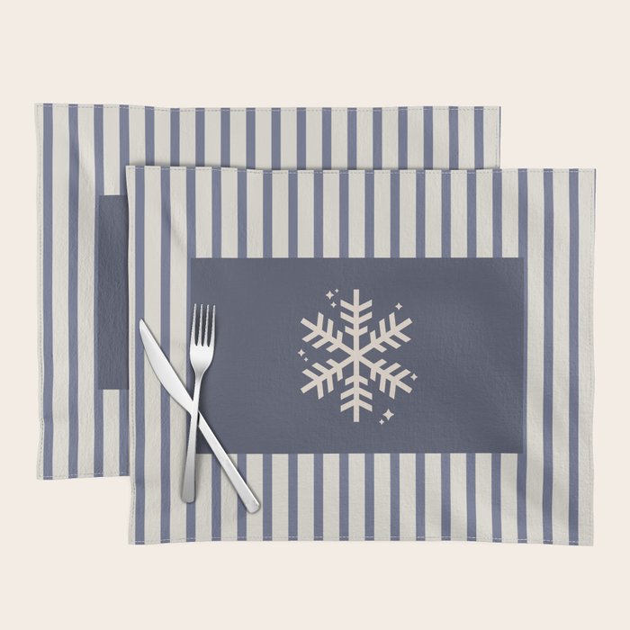 Snowflake Blue Striped Placemat Gallery Image 1