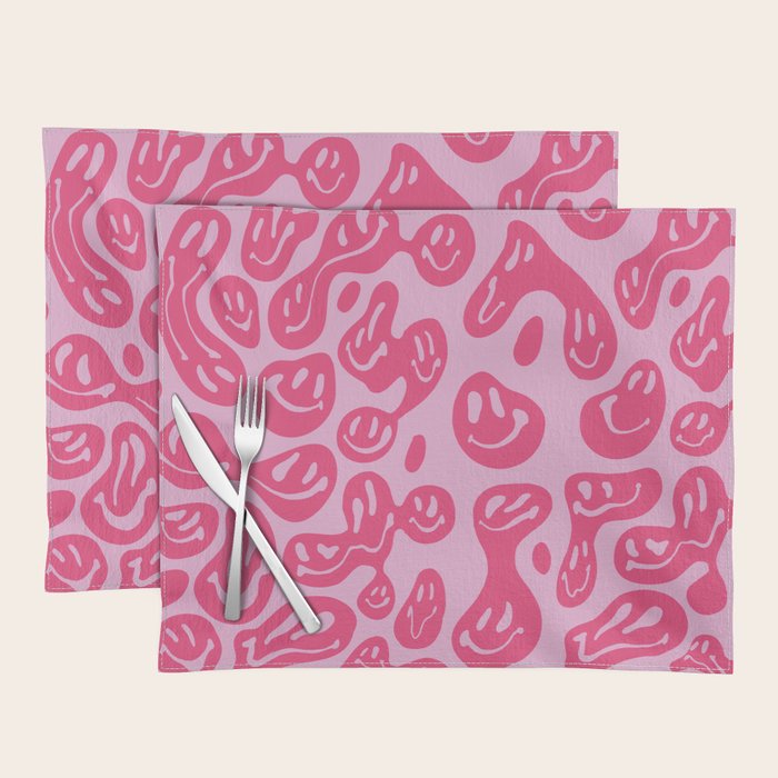 Hot Pink Dripping Smiley Placemat Gallery Image 1