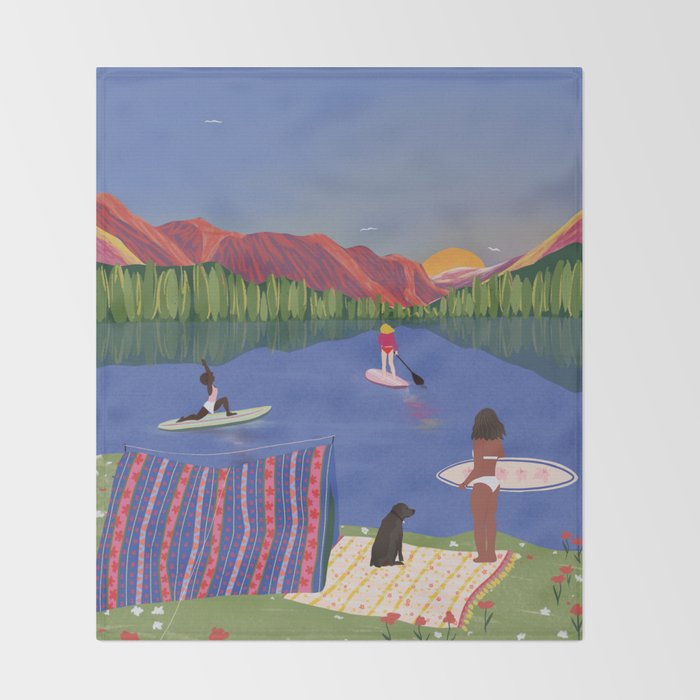 Paddle Boarding Throw Blanket Gallery Image 2