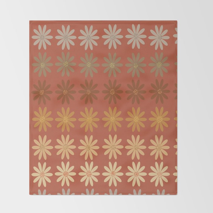 Ombre Abstract Daisies on Mandarin Orange Throw Blanket Gallery Image 2