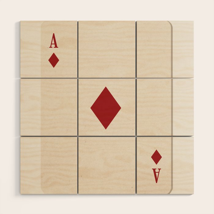 Ace of Diamonds Playing Card Art Print Trendy Wood Wall Art Gallery Image 1