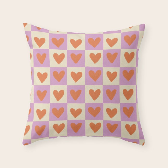 Checker red hearts  Throw Pillow Gallery Image 6