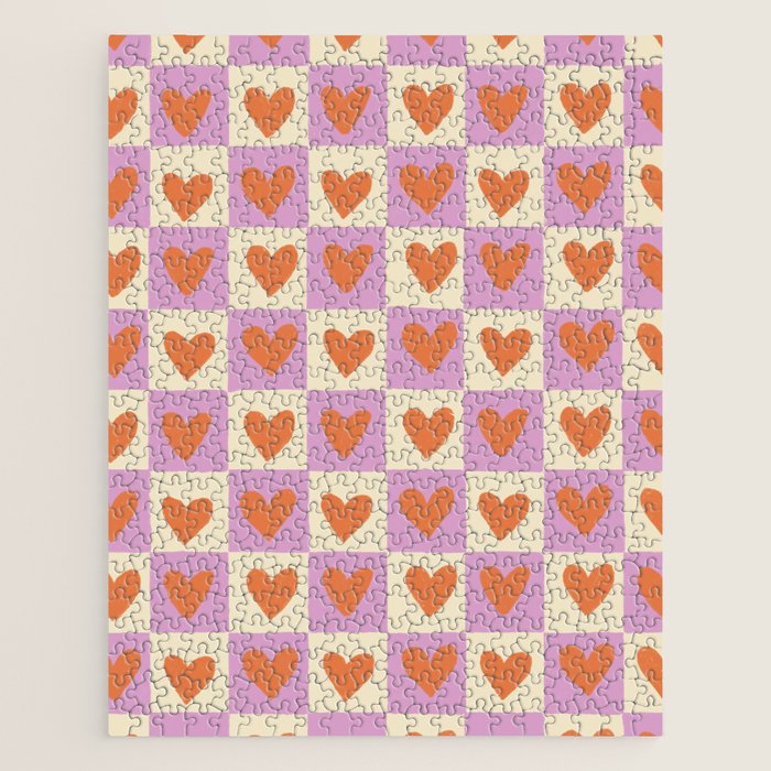 Checker red hearts  Jigsaw Puzzle Gallery Image 1