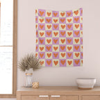 Checker red hearts  Wall Tapestry Gallery Image 2