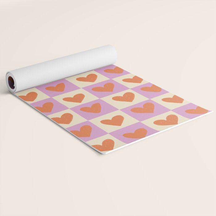 Checker red hearts  Yoga Mat Gallery Image 2