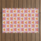 Checker red hearts  Outdoor Rug Gallery Image 1