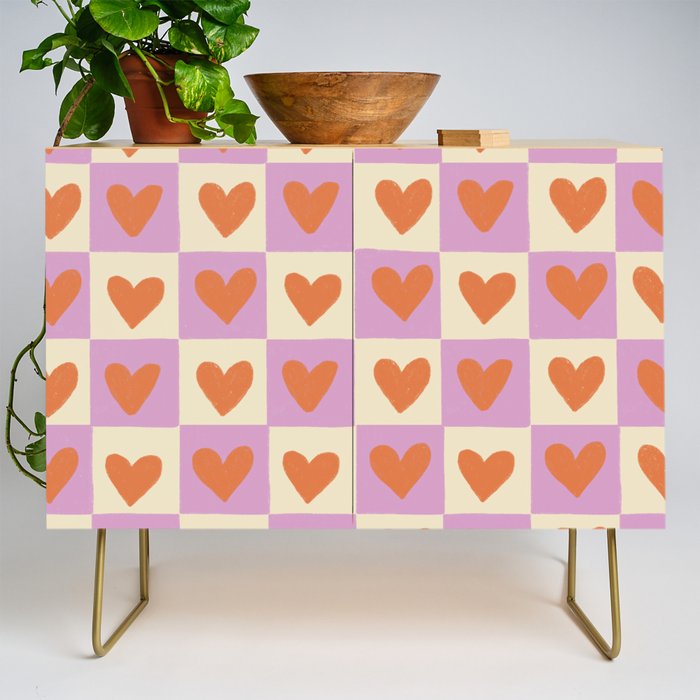 Checker red hearts  Credenza Gallery Image 1