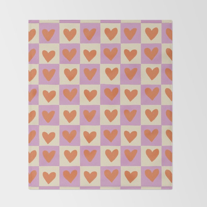 Checker red hearts  Throw Blanket Gallery Image 2