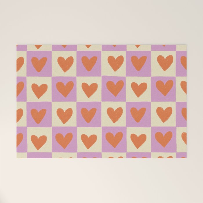 Checker red hearts  Welcome Mat Gallery Image 1