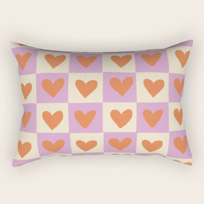 Checker red hearts  Rectangular Pillow Gallery Image 1