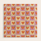 Checker red hearts  Wood Wall Art Gallery Image 1