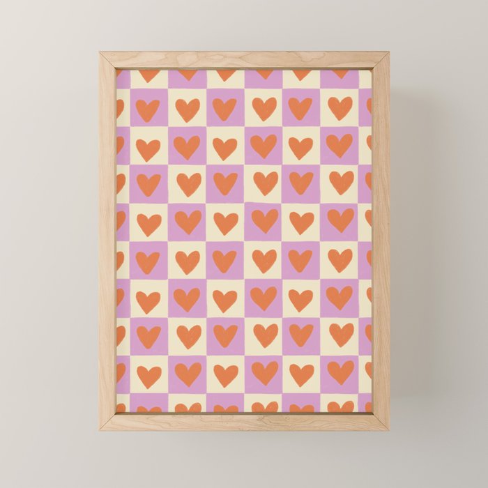 Checker red hearts  Mini Art Print Gallery Image 1