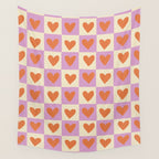 Checker red hearts  Wall Tapestry Gallery Image 4