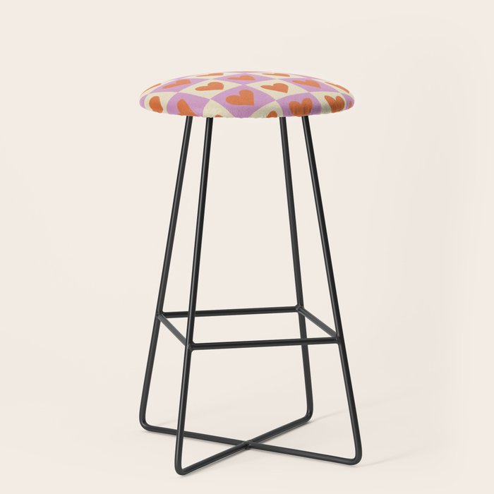 Checker red hearts  Stool Gallery Image 1