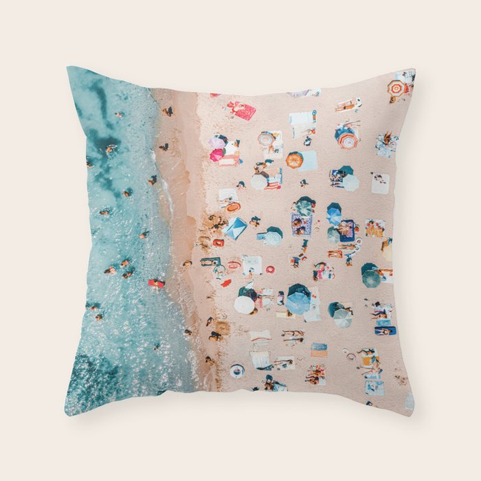 Aerial Beach Print, Ocean Art, Australia Bondi Beach, Beach Art Print, Beach Photography, Modern Beach Lifestyle Print Throw Pillow Gallery Image 6
