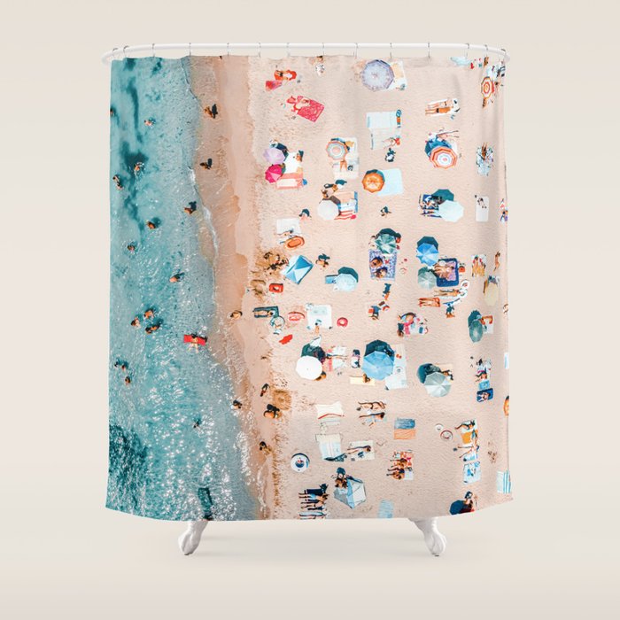 Aerial Beach Print, Ocean Art, Australia Bondi Beach, Beach Art Print, Beach Photography, Modern Beach Lifestyle Print Shower Curtain Gallery Image 1