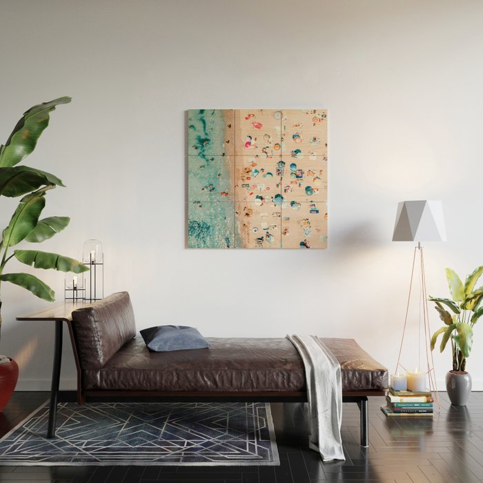 Aerial Beach Print, Ocean Art, Australia Bondi Beach, Beach Art Print, Beach Photography, Modern Beach Lifestyle Print Wood Wall Art Gallery Image 2