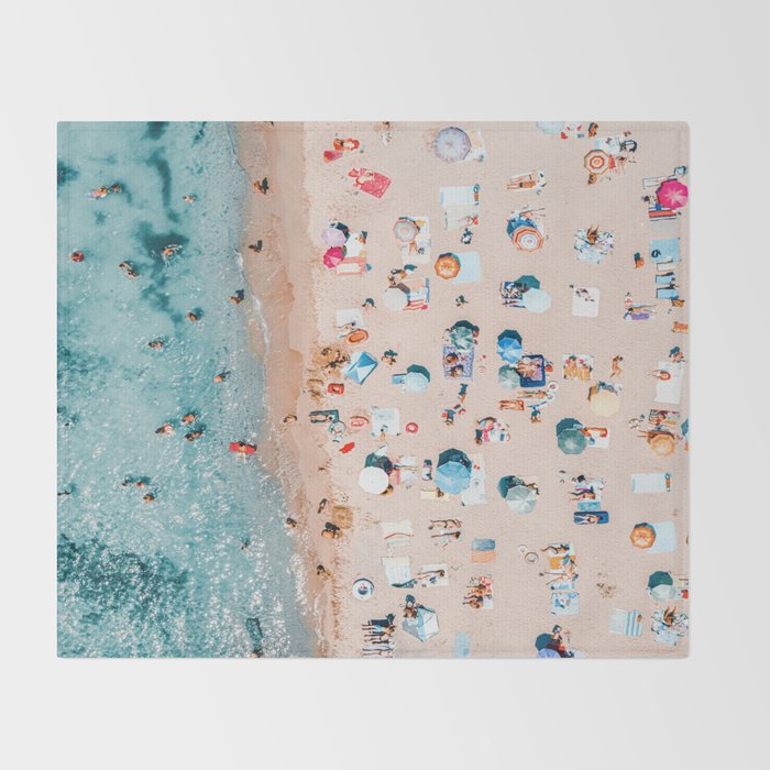 Aerial Beach Print, Ocean Art, Australia Bondi Beach, Beach Art Print, Beach Photography, Modern Beach Lifestyle Print Throw Blanket Gallery Image 2