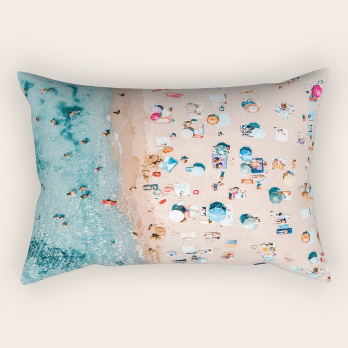 Aerial Beach Print, Ocean Art, Australia Bondi Beach, Beach Art Print, Beach Photography, Modern Beach Lifestyle Print Rectangular Pillow Gallery Image 1