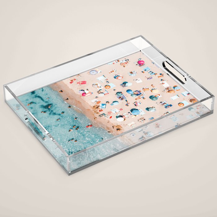 Aerial Beach Print, Ocean Art, Australia Bondi Beach, Beach Art Print, Beach Photography, Modern Beach Lifestyle Print Acrylic Tray Gallery Image 1