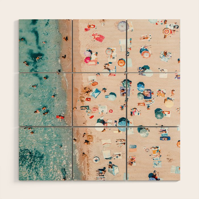 Aerial Beach Print, Ocean Art, Australia Bondi Beach, Beach Art Print, Beach Photography, Modern Beach Lifestyle Print Wood Wall Art Gallery Image 1