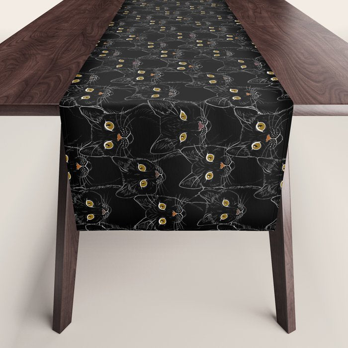 Black Cat Portraits Table Runner Gallery Image 1