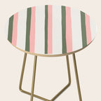 Hand Drawn Vertical Stripes Muted Green & Pink Side Table Gallery Image 2