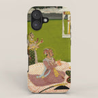 Portrait of Maharaja Savant Singh with Consort, Bani Thani. Indian Rajasthan Folk Art  iPhone Case Gallery Image 1