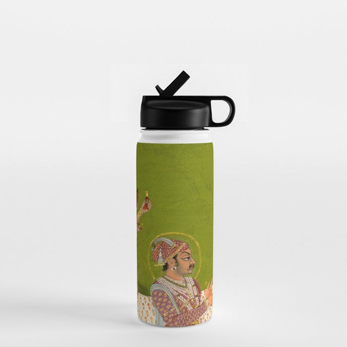 Portrait of Maharaja Savant Singh with Consort, Bani Thani. Indian Rajasthan Folk Art  Water Bottle Gallery Image 1