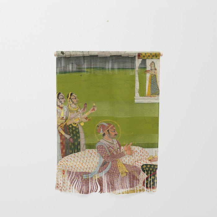 Portrait of Maharaja Savant Singh with Consort, Bani Thani. Indian Rajasthan Folk Art  Wall Hanging Gallery Image 1