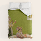 Portrait of Maharaja Savant Singh with Consort, Bani Thani. Indian Rajasthan Folk Art  Comforter Gallery Image 6