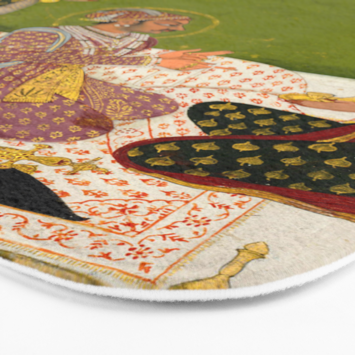 Portrait of Maharaja Savant Singh with Consort, Bani Thani. Indian Rajasthan Folk Art  Bath Mat Gallery Image 3