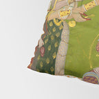 Portrait of Maharaja Savant Singh with Consort, Bani Thani. Indian Rajasthan Folk Art  Pillow Sham Gallery Image 4