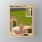 Portrait of Maharaja Savant Singh with Consort, Bani Thani. Indian Rajasthan Folk Art  Mini Art Print Gallery Image 1