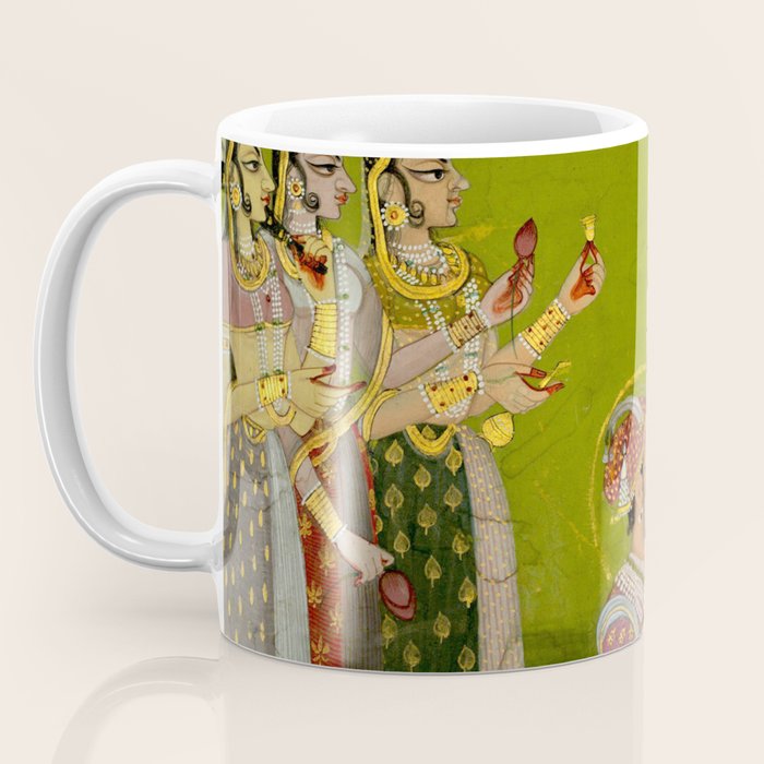 Portrait of Maharaja Savant Singh with Consort, Bani Thani. Indian Rajasthan Folk Art  Coffee Mug Gallery Image 3