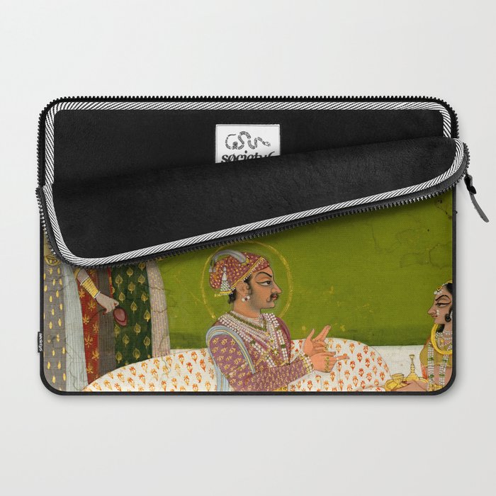 Portrait of Maharaja Savant Singh with Consort, Bani Thani. Indian Rajasthan Folk Art  Laptop Sleeve Gallery Image 2